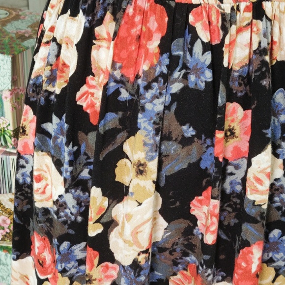 F21 Forever 21 black floral print dress d40 - Picture 7 of 8